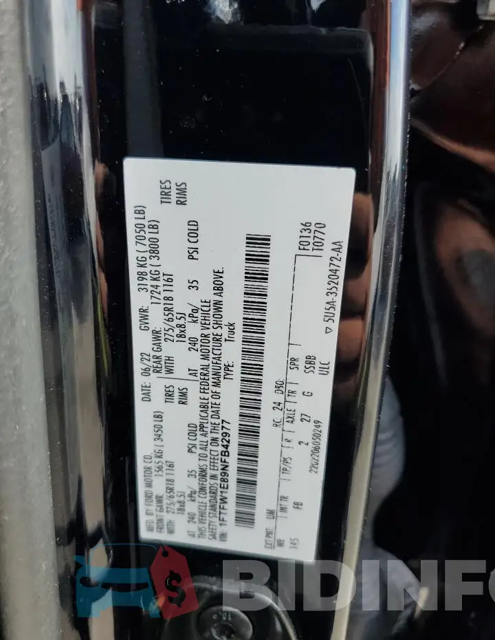 1FTFW1E89NFB42977 Photo# 12