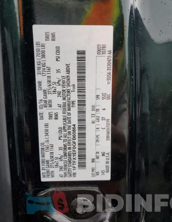 1FTFX1EF0GFB60864 Photo# 12