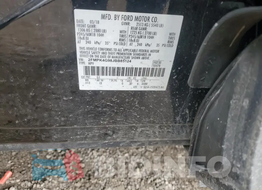 2FMPK4G98JBB85124 Photo# 12