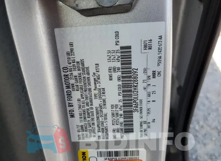 3FA6P0LU2HR288092 Photo# 12