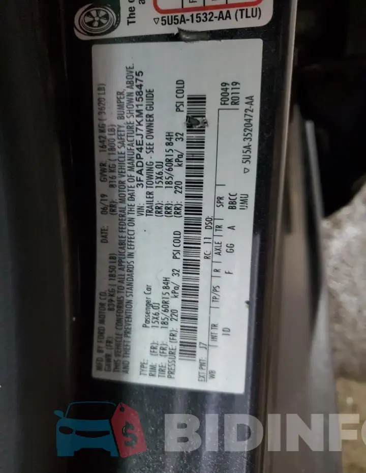 3FADP4EJ7KM158475 Photo# 12