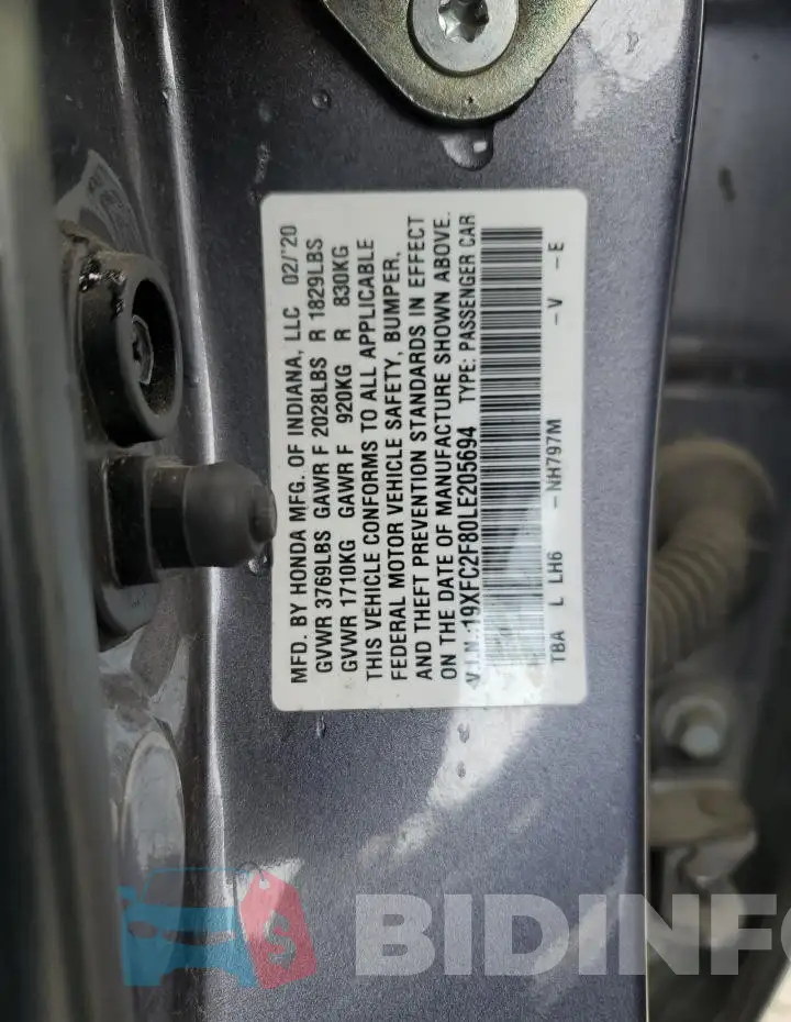 19XFC2F80LE205694 Photo# 12