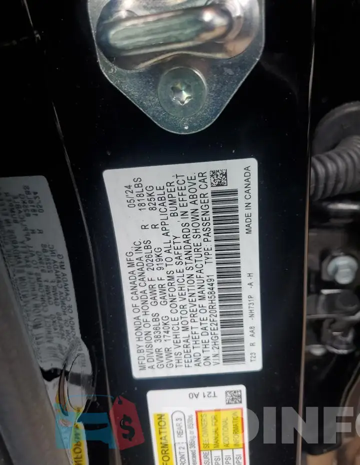 2HGFE2F20RH584491 Photo# 13