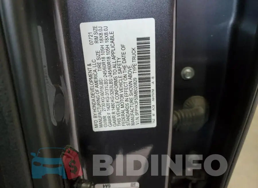 5FPYK3F50MB020829 Photo# 12