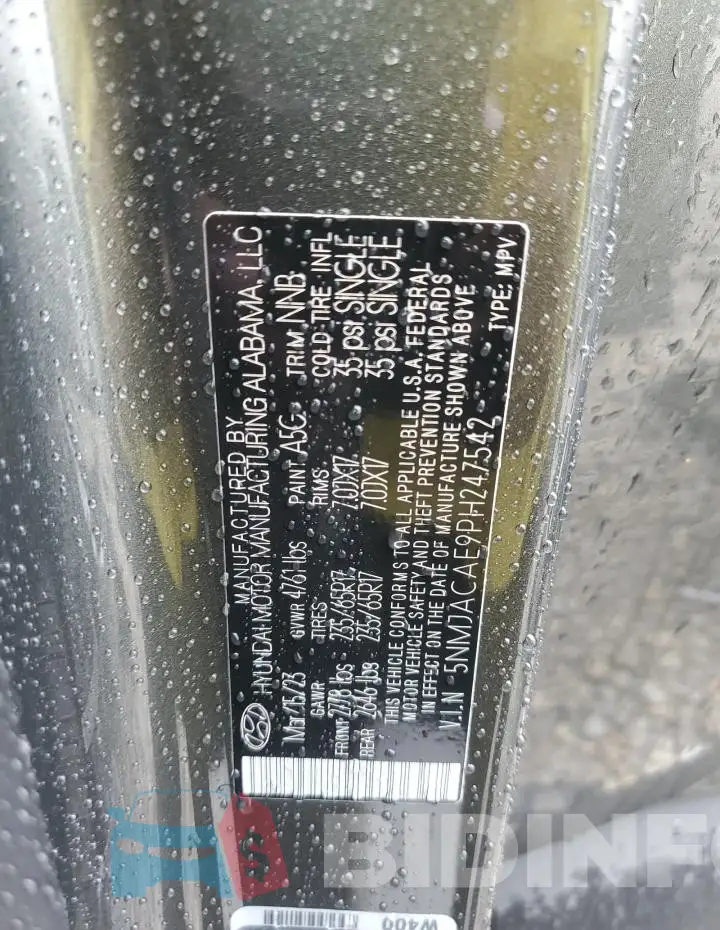 5NMJACAE9PH247542 Photo# 13
