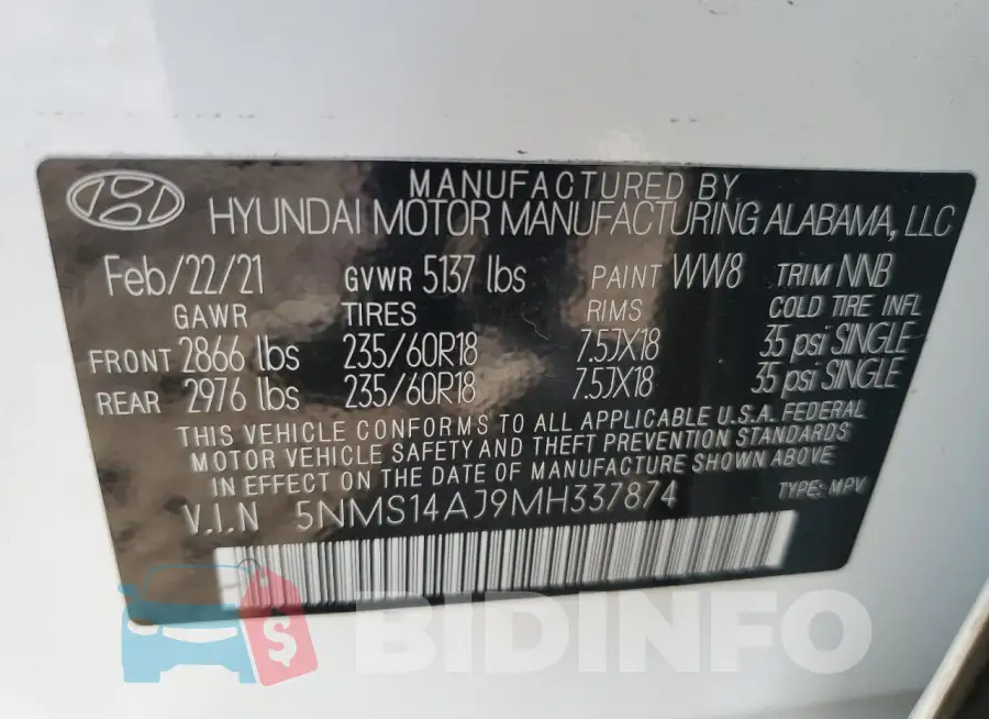 5NMS14AJ9MH337874 Photo# 14