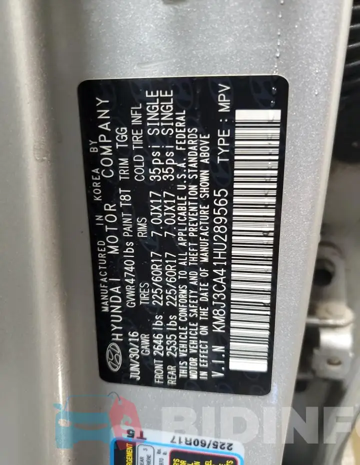 KM8J3CA41HU289565 Photo# 12