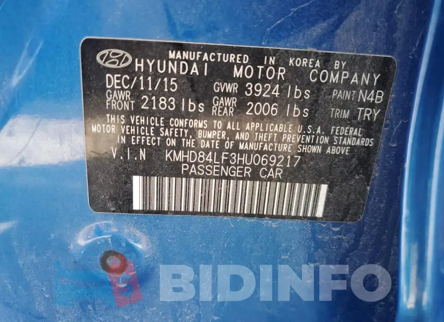 KMHD84LF3HU069217 Photo# 13