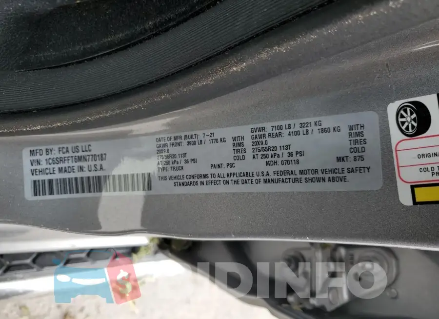 1C6SRFFT6MN770187 Photo# 12