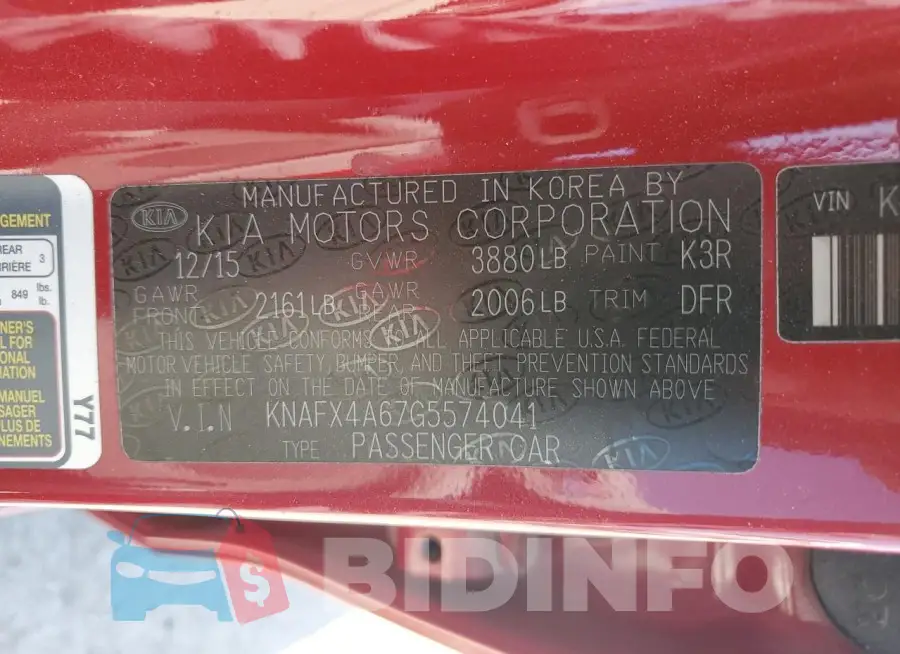 KNAFX4A67G5574041 Photo# 12