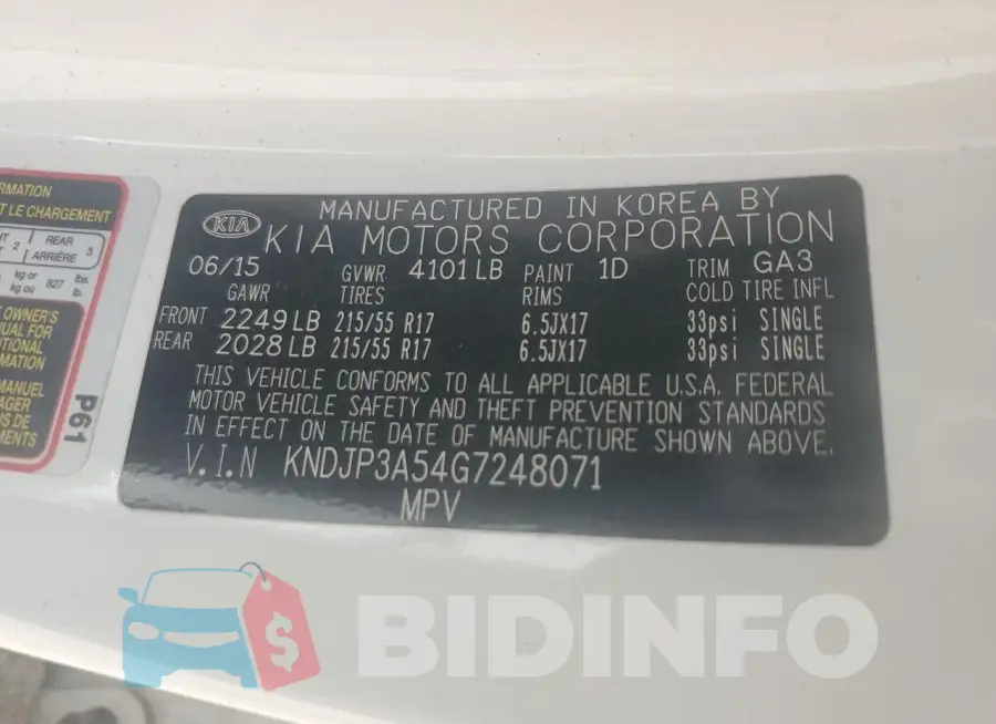 KNDJP3A54G7248071 Photo# 12