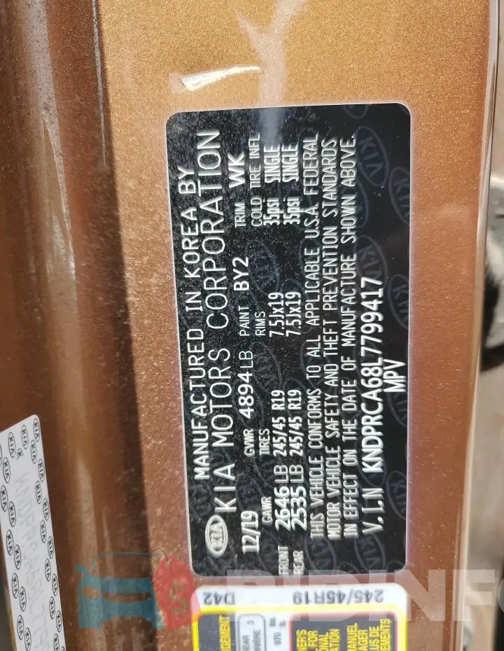 KNDPRCA68L7799417 Photo# 13