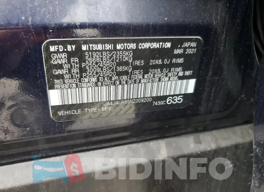 JA4J4UA85NZ009200 Photo# 14