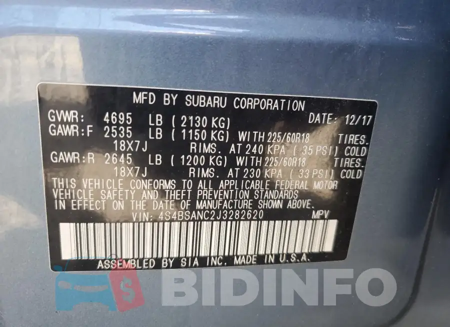 4S4BSANC2J3282620 Photo# 13