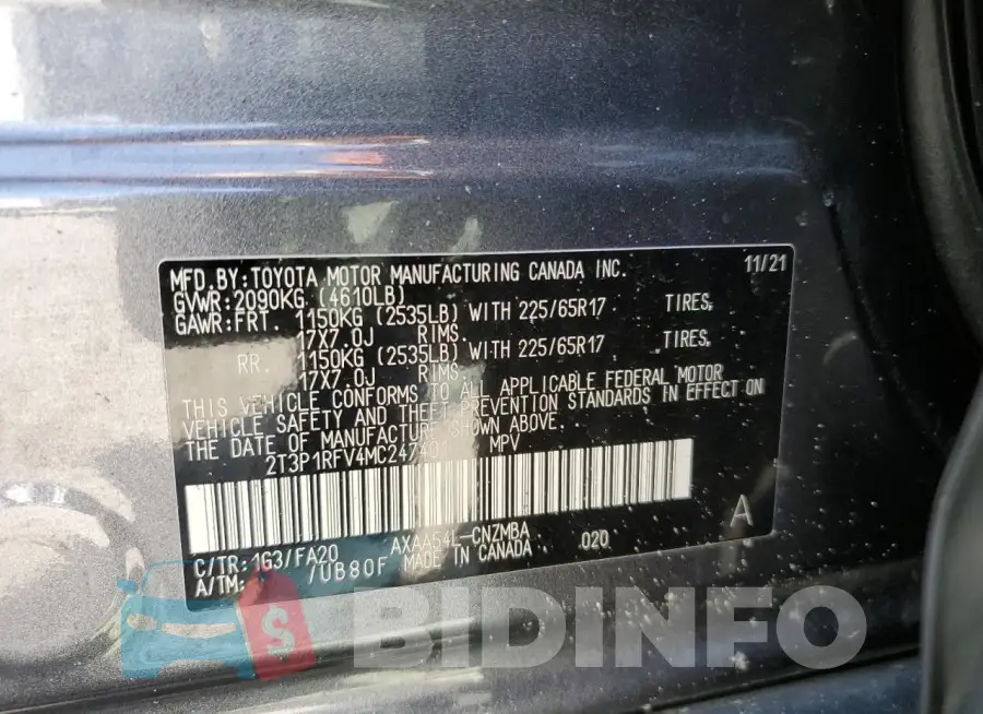 2T3P1RFV4MC247401 Photo# 13