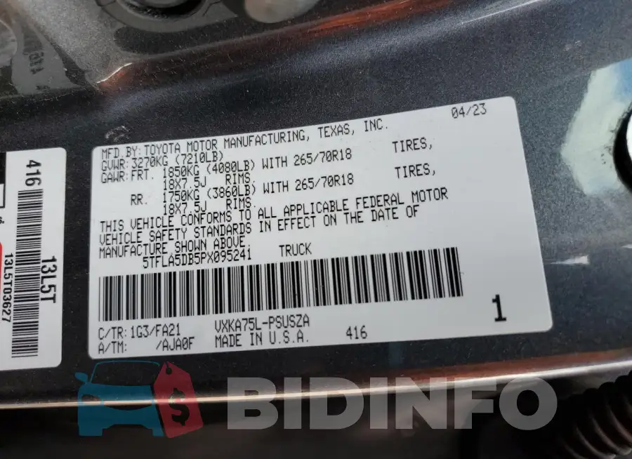 5TFLA5DB5PX095241 Photo# 12