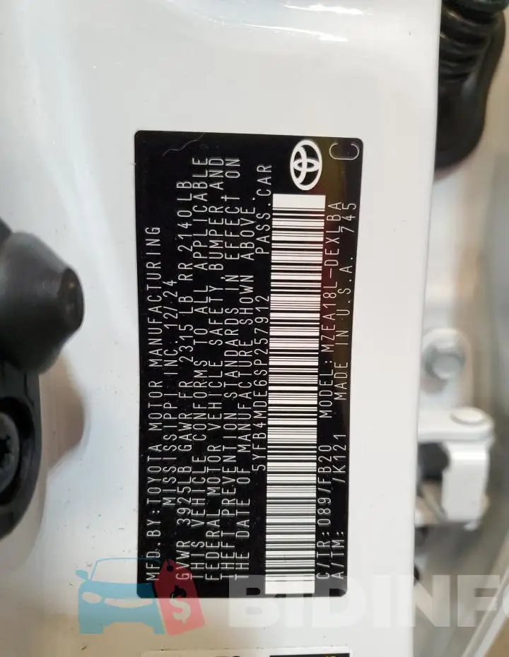5YFB4MDE6SP257912 Photo# 13