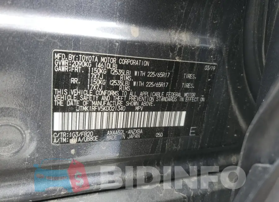 JTMK1RFV5KD021340 Photo# 14