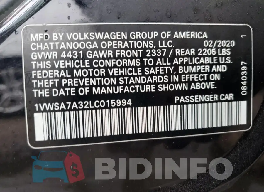 1VWSA7A32LC015994 Photo# 12