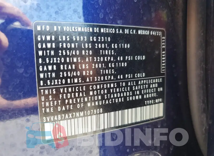 3VV4B7AX7NM107908 Photo# 13