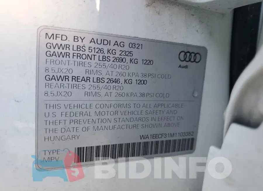WA1EECF31M1103352 Photo# 13