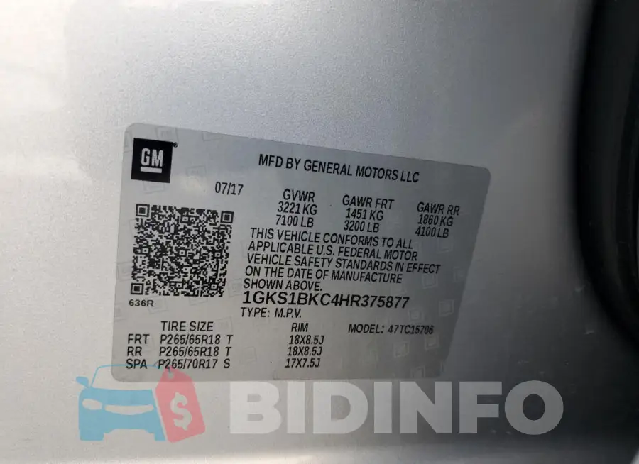 1GKS1BKC4HR375877 Photo# 13