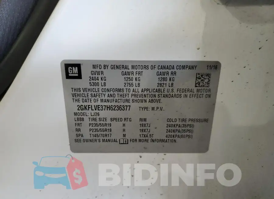 2GKFLVE37H6236377 Photo# 13