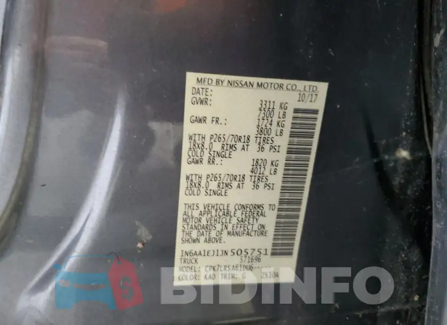 1N6AA1EJ1JN505751 Photo# 12