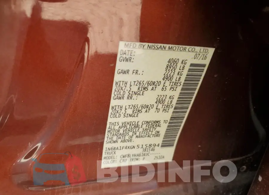 1N6BA1F4XGN515894 Photo# 12