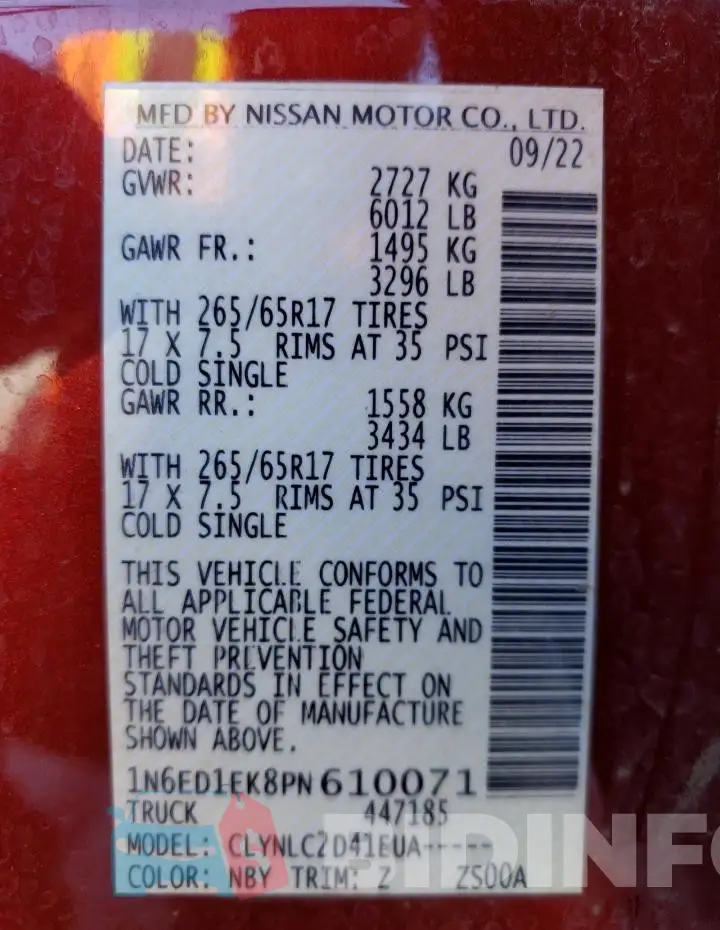 1N6ED1EK8PN610071 Photo# 13