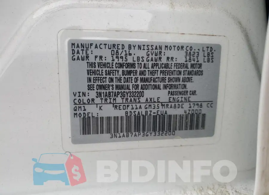 3N1AB7AP3GY332200 Photo# 12