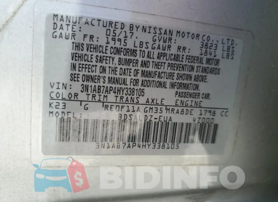 3N1AB7AP4HY338105 Photo# 12