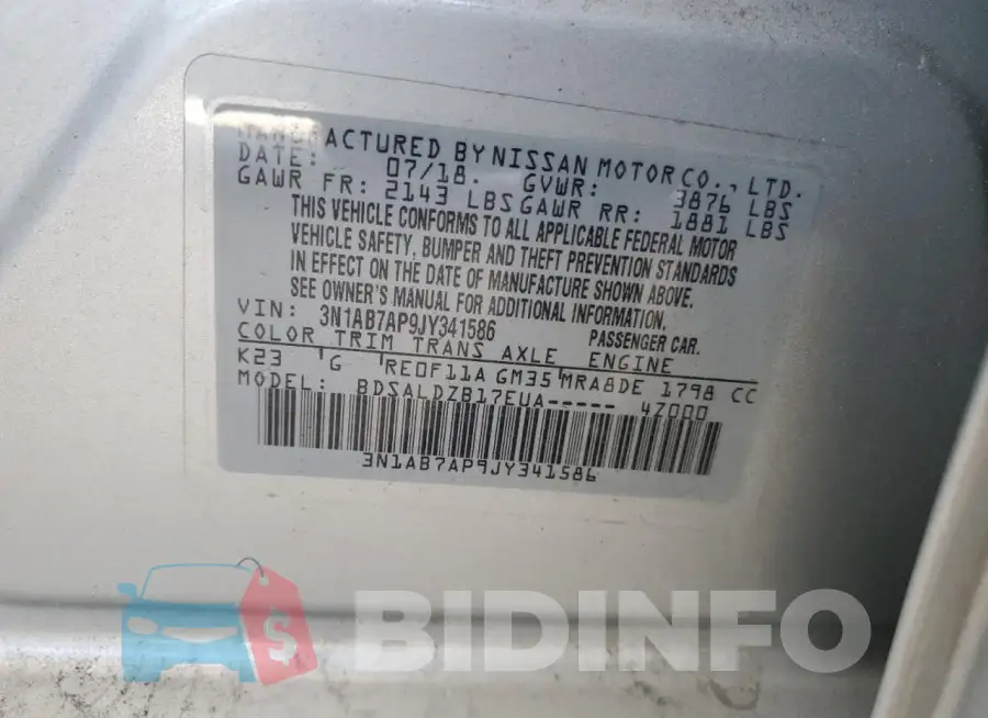 3N1AB7AP9JY341586 Photo# 12