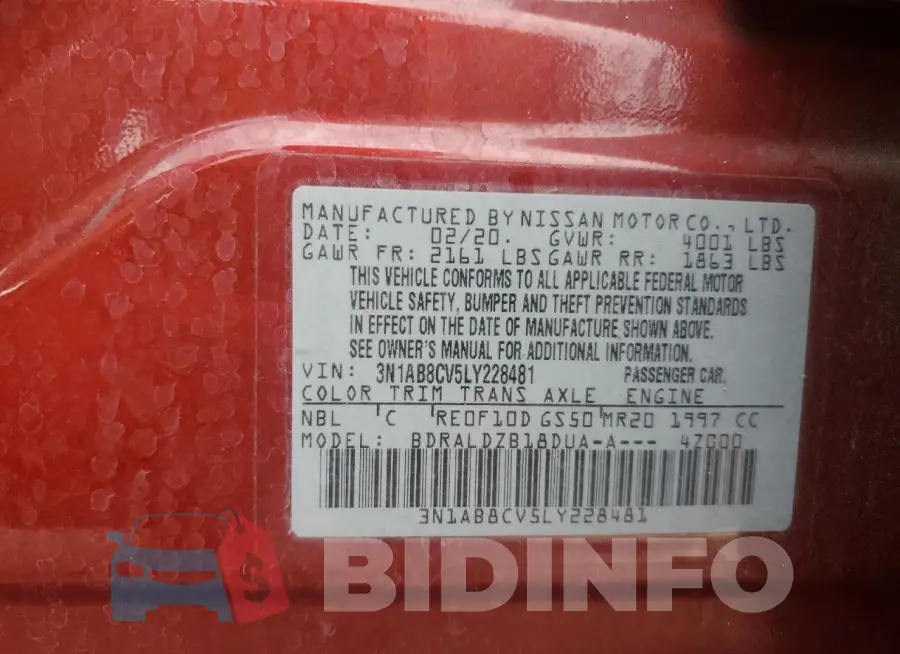 3N1AB8CV5LY228481 Photo# 13