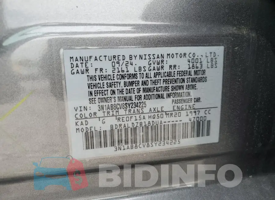 3N1AB8CV8SY234225 Photo# 12