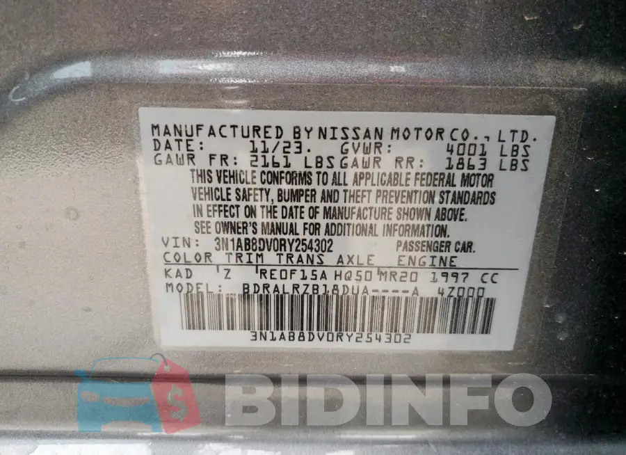 3N1AB8DV0RY254302 Photo# 12