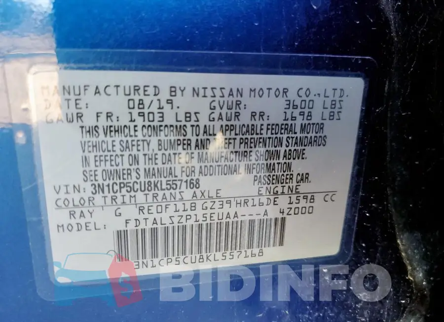3N1CP5CU8KL557168 Photo# 13