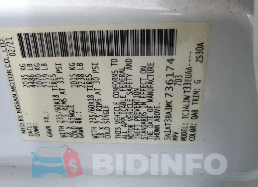 5N1AT3BA3MC736174 Photo# 13