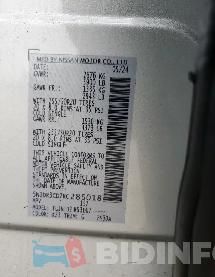 5N1DR3CD7RC285018 Photo# 13