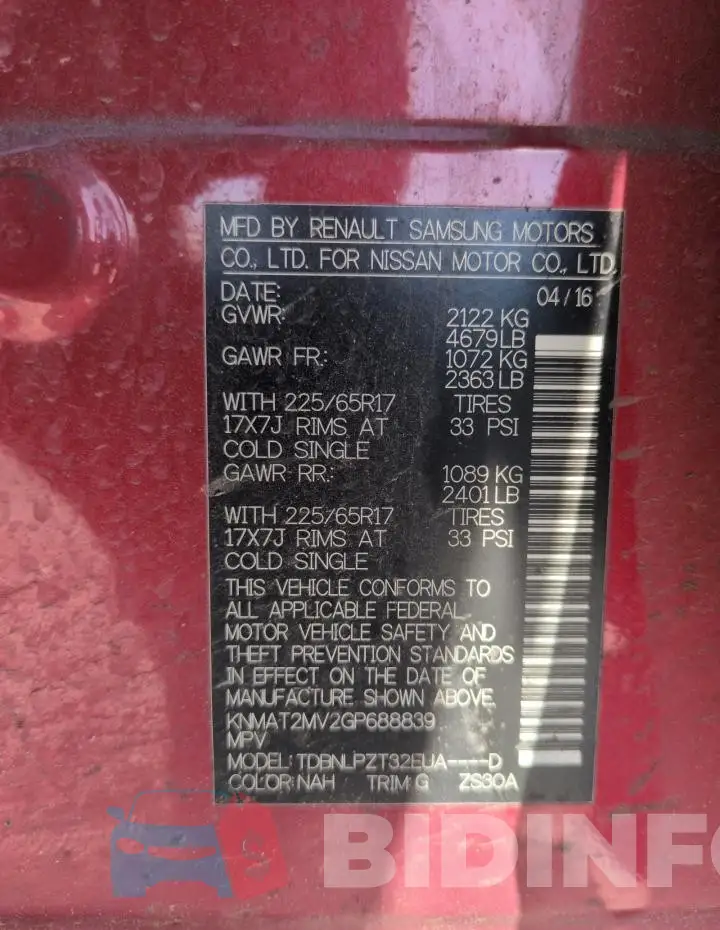 KNMAT2MV2GP688839 Photo# 14