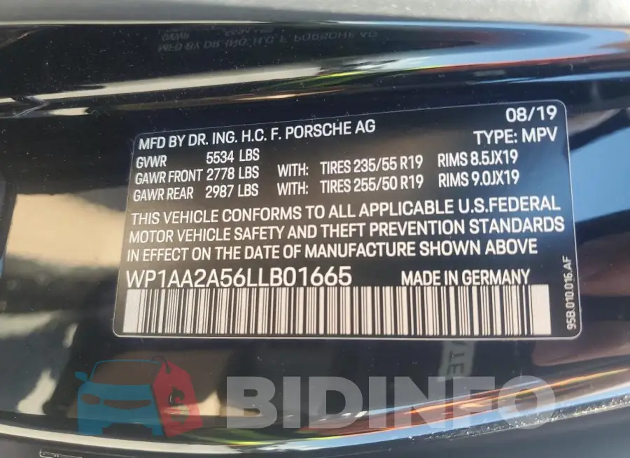 WP1AA2A56LLB01665 Photo# 13