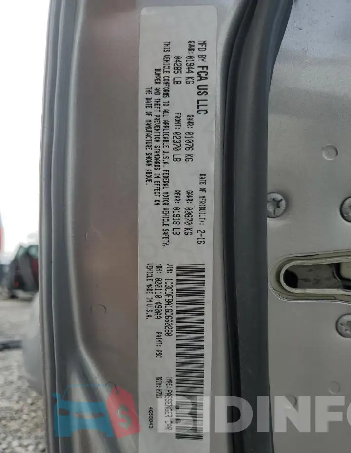 1C3CDFBA1GD660260 Photo# 12