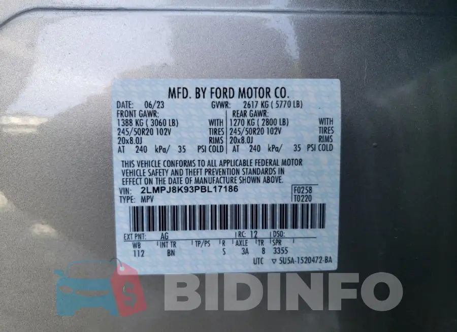 2LMPJ8K93PBL17186 Photo# 13