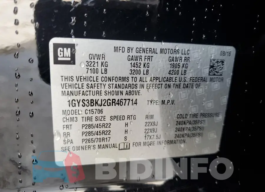 1GYS3BKJ2GR467714 Photo# 13