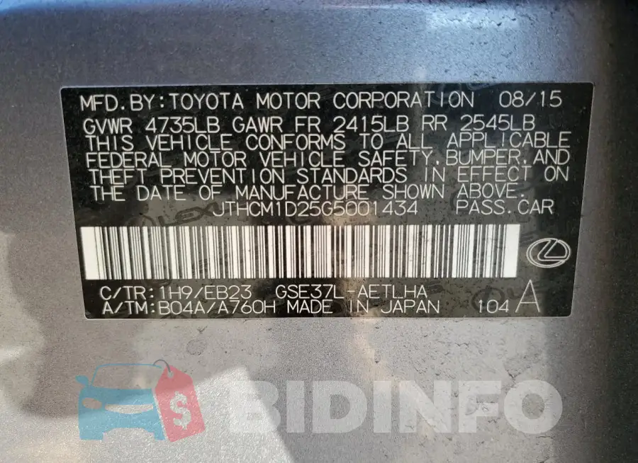 JTHCM1D25G5001434 Photo# 12