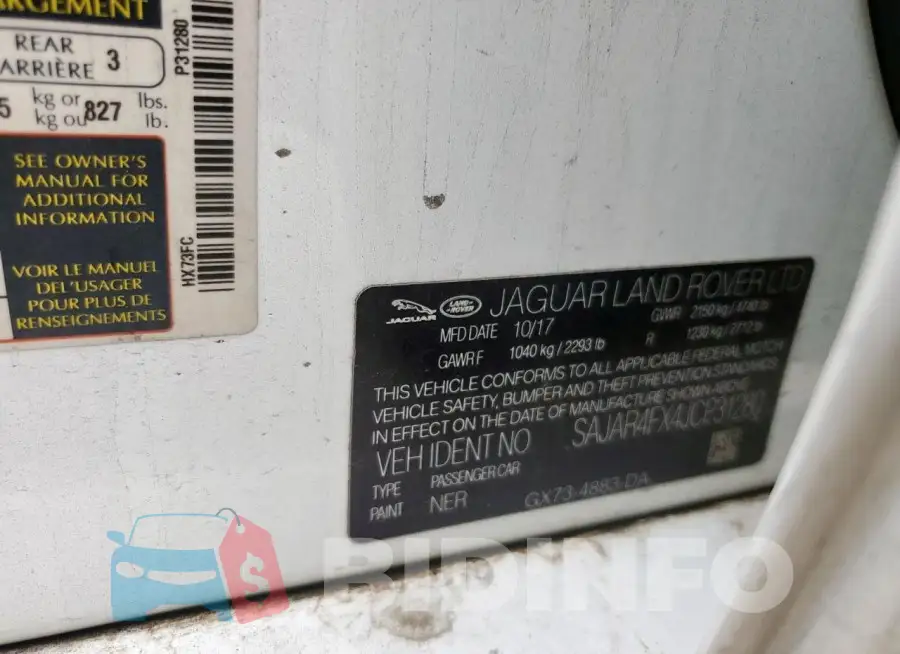 SAJAR4FX4JCP31280 Photo# 12