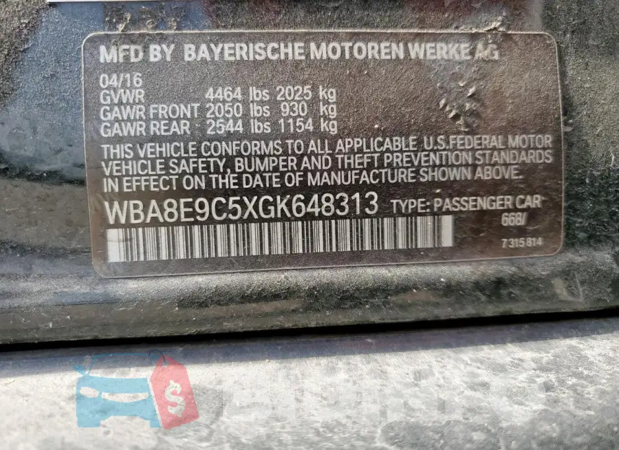WBA8E9C5XGK648313 Photo# 12
