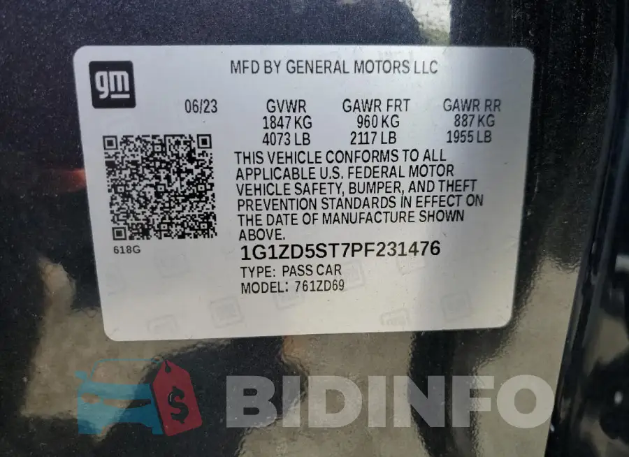 1G1ZD5ST7PF231476 Photo# 13