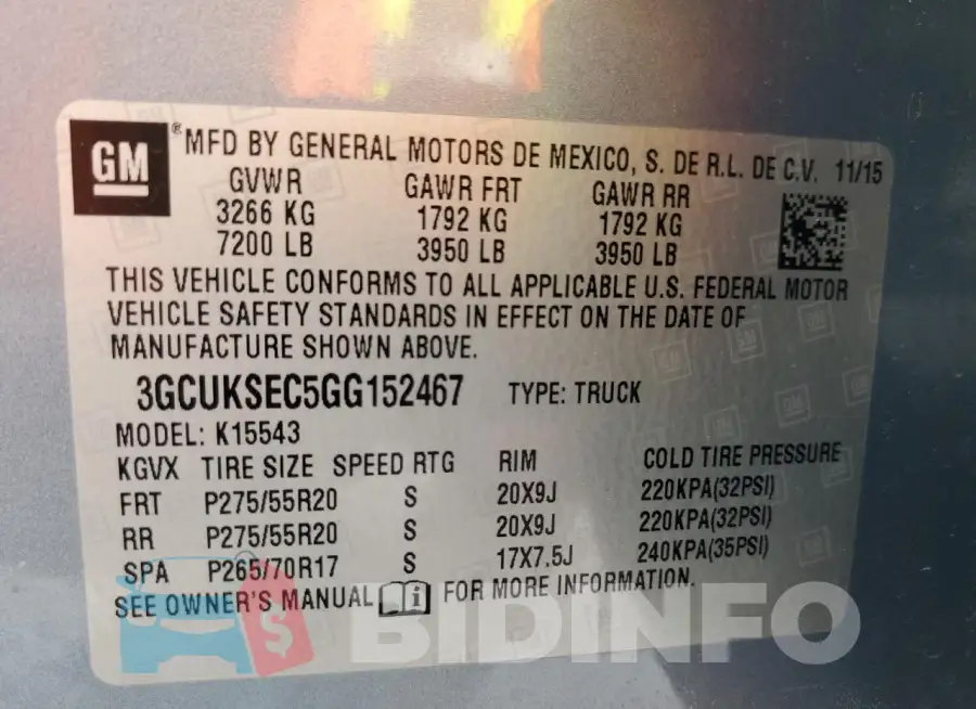 3GCUKSEC5GG152467 Photo# 12