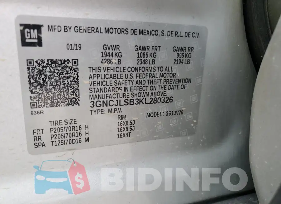 3GNCJLSB3KL280326 Photo# 14